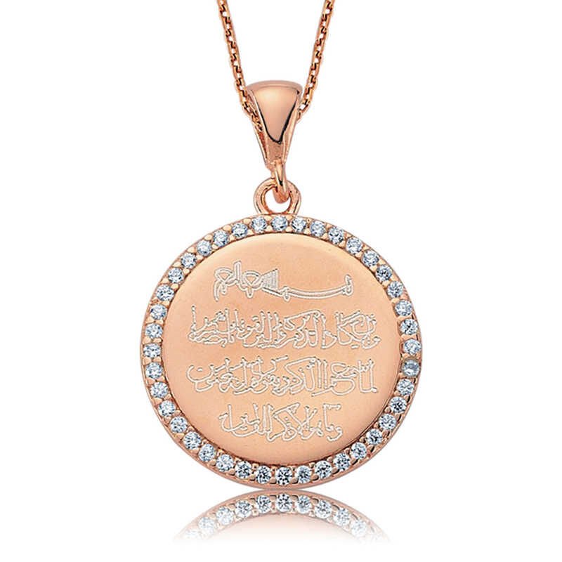 Silver Stone Evil Eye Prayer Women's Necklace