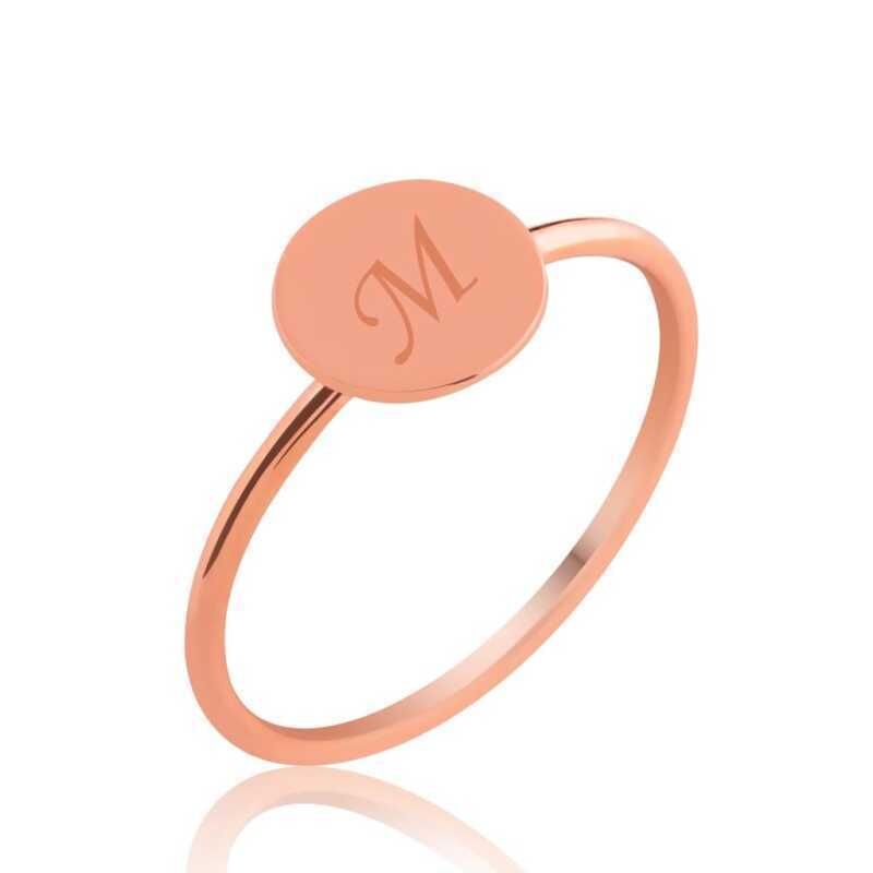 Silver Rose Letter Women's Ring