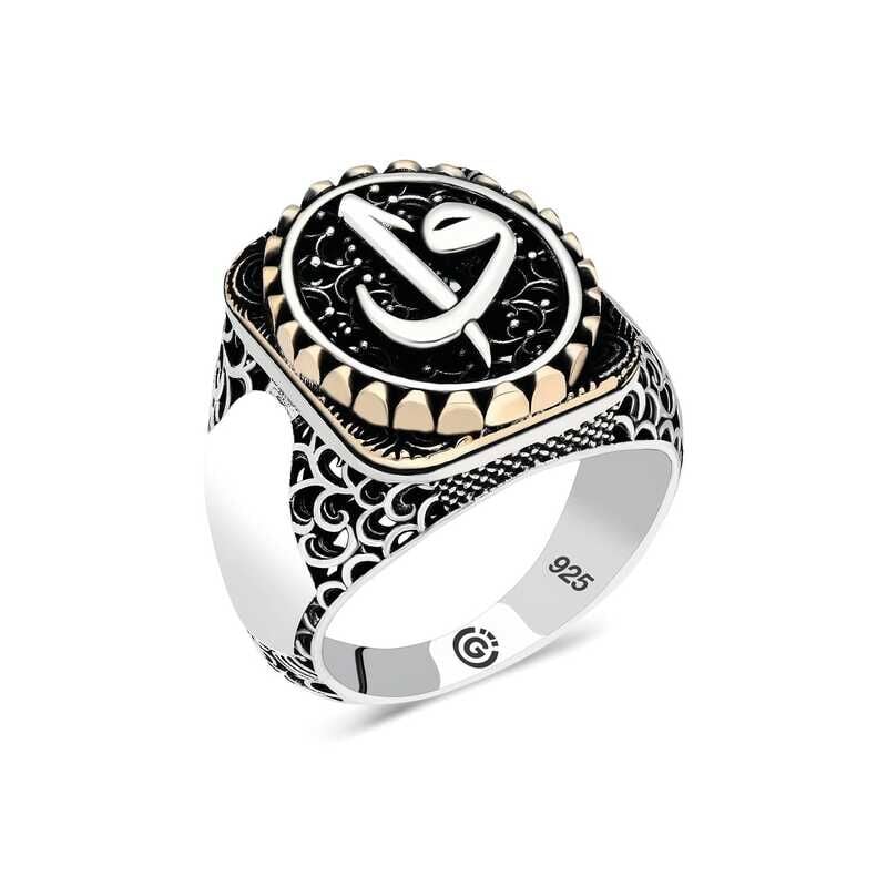 Silver Elif Vav Oval Men's Ring