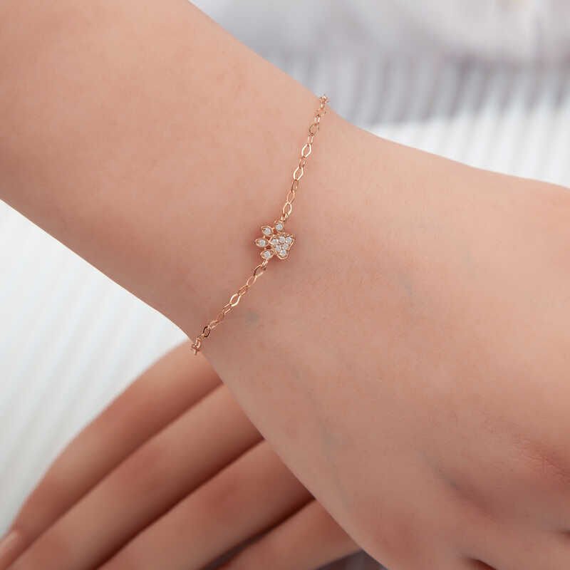 Silver Rose Cat Paw Women's Bracelet