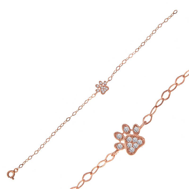 Silver Rose Cat Paw Women's Bracelet
