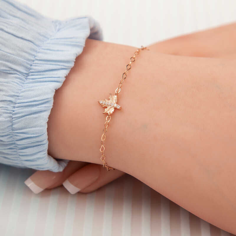 Silver Rose Plane Leaf Women's Bracelet