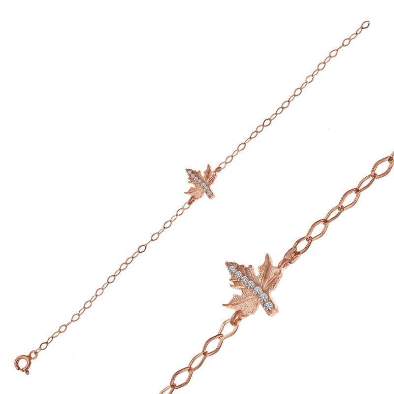 Silver Rose Plane Leaf Women's Bracelet