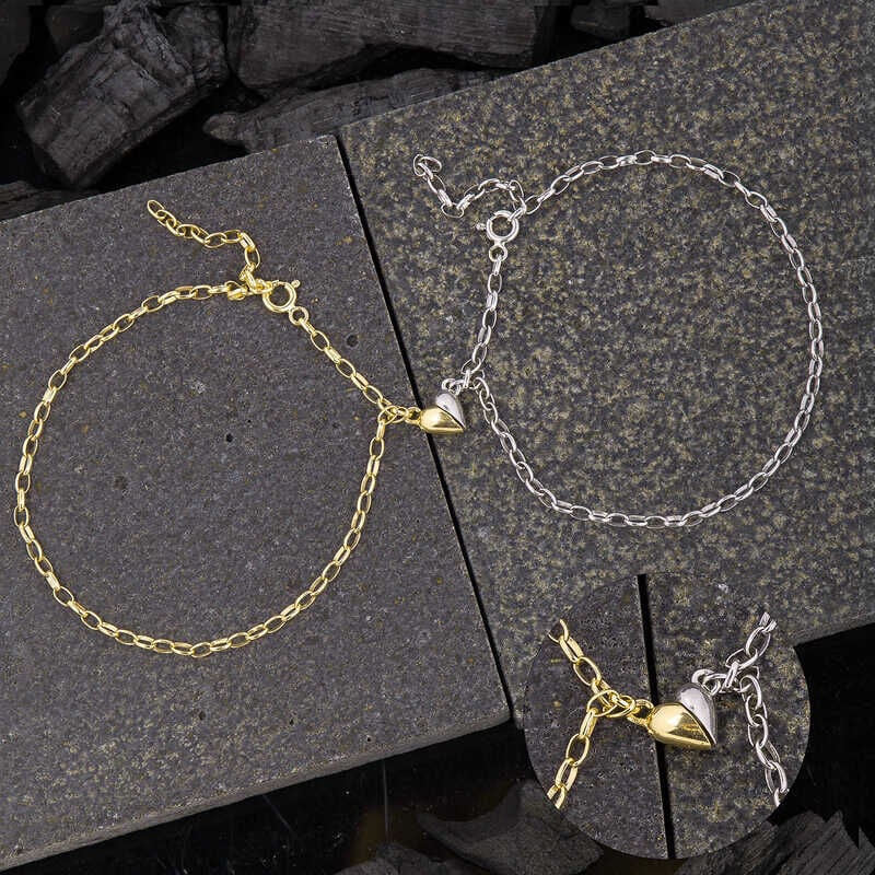 Silver Rhodium Gold Double Heart Love Bracelet