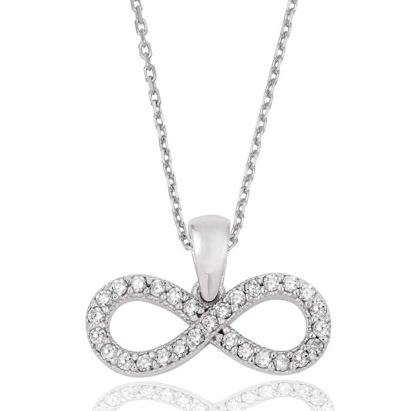 Silver White Stone Infinity Women's Necklace