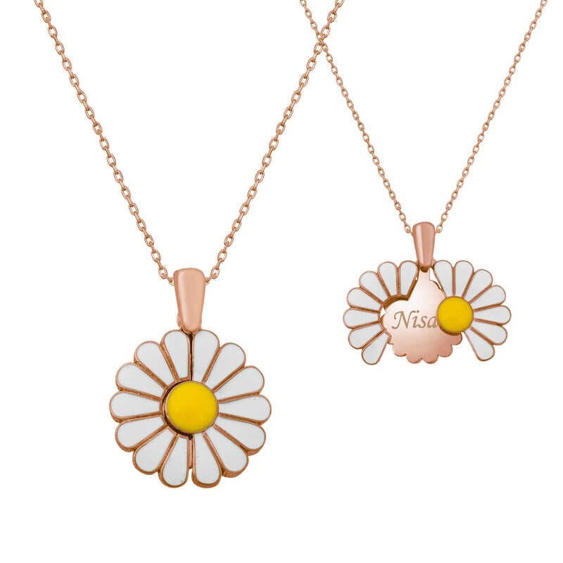 Silver Rose Personalized Daisy Necklace