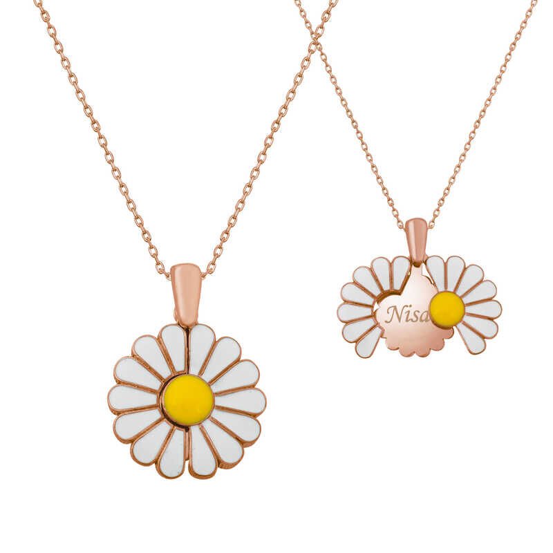 Silver Rose Personalized Daisy Necklace