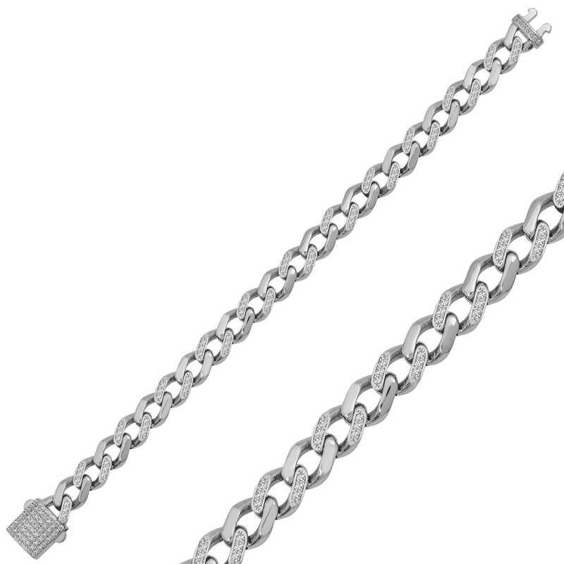 Silver Unisex Stone Gurmet Bracelet