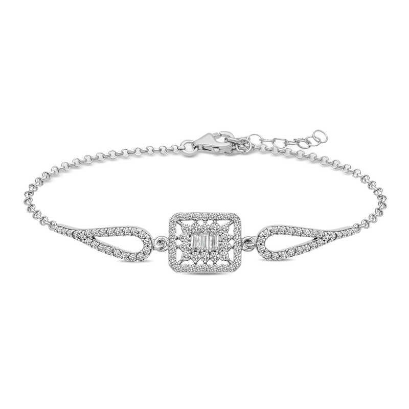 Silver Baguette Stone Bracelet