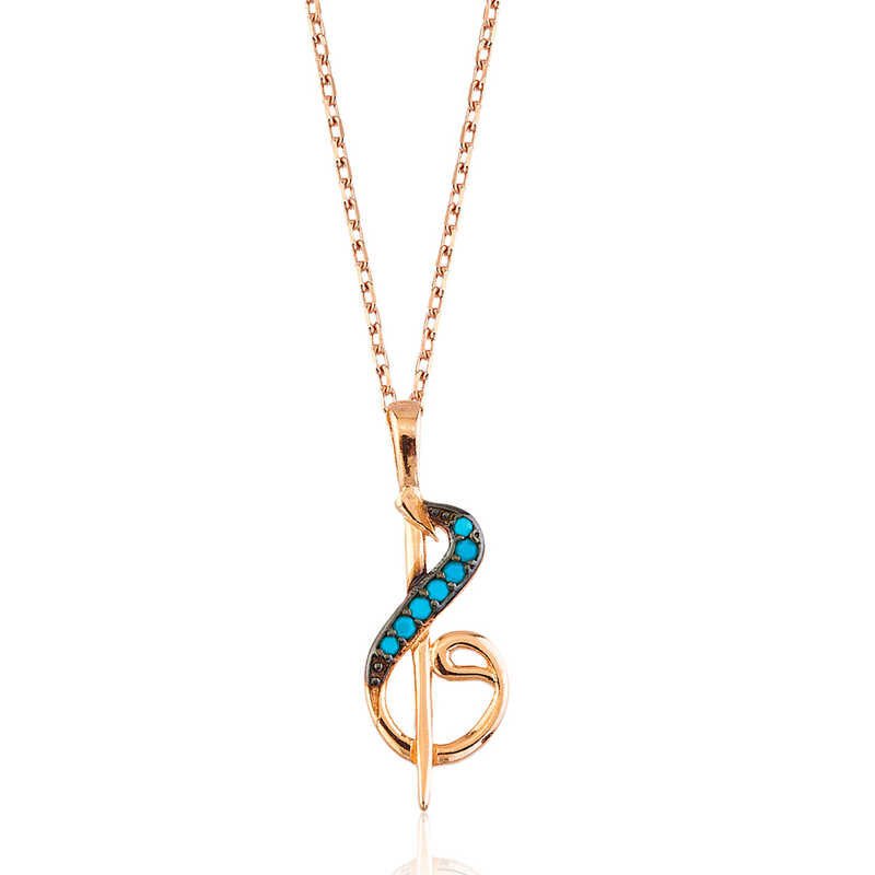 Silver Note Figured Elif Vav Women's Necklace