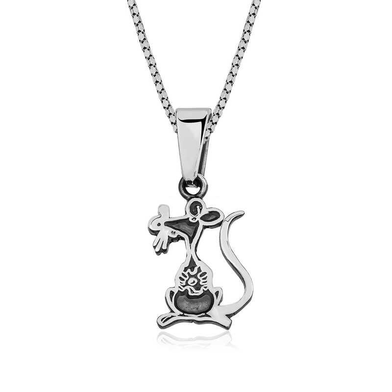 Silver Mouse Unisex Necklace