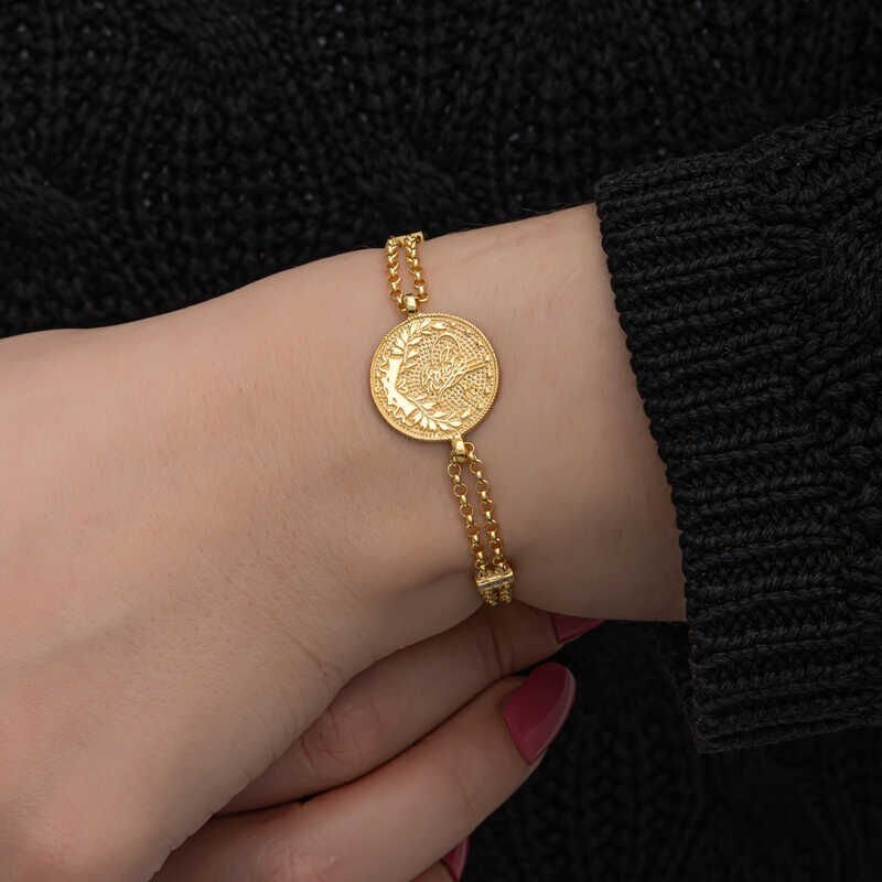 Silver Gold Plated Tughra Women's Bracelet