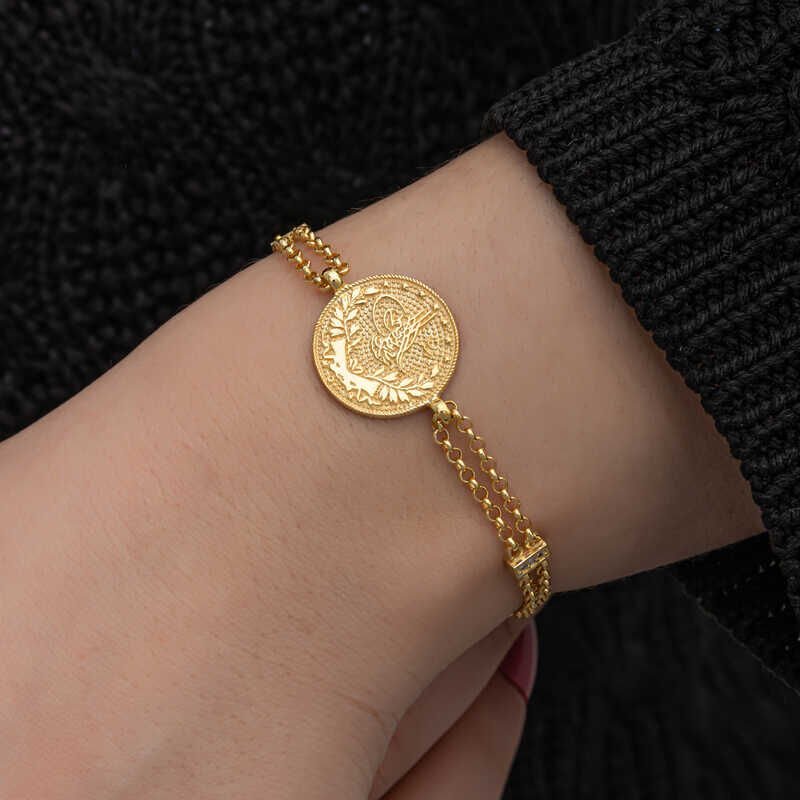 Silver Gold Plated Tughra Women's Bracelet