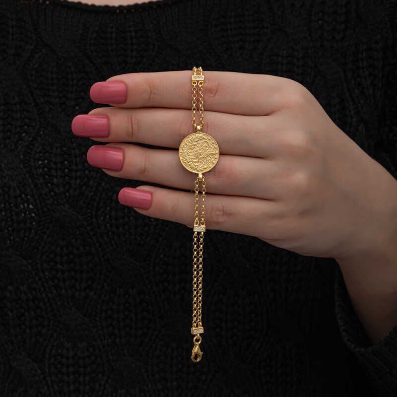 Silver Gold Plated Tughra Women's Bracelet