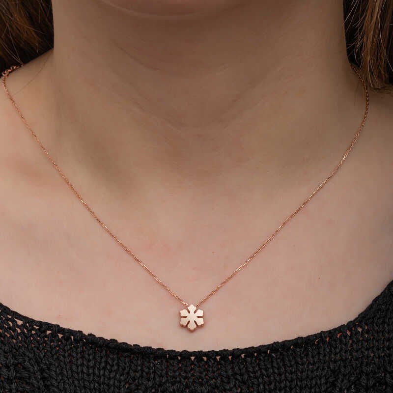 Silver Rose Minimal Snowflake Women's Necklace