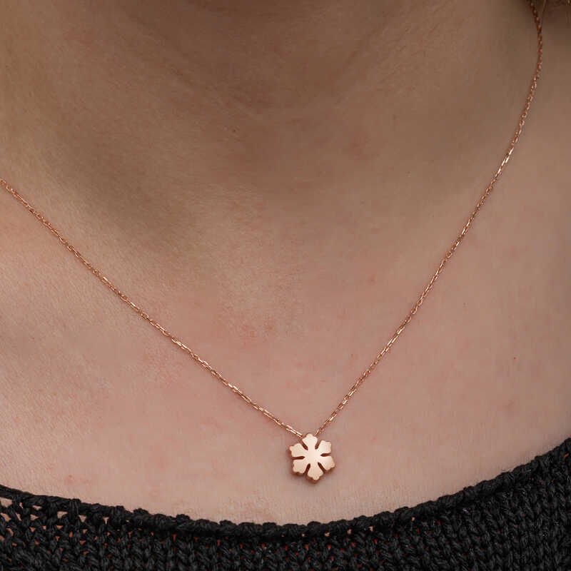 Silver Rose Minimal Snowflake Women's Necklace