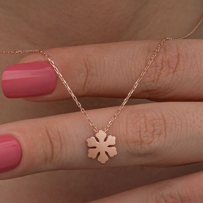 Silver Rose Minimal Snowflake Women's Necklace