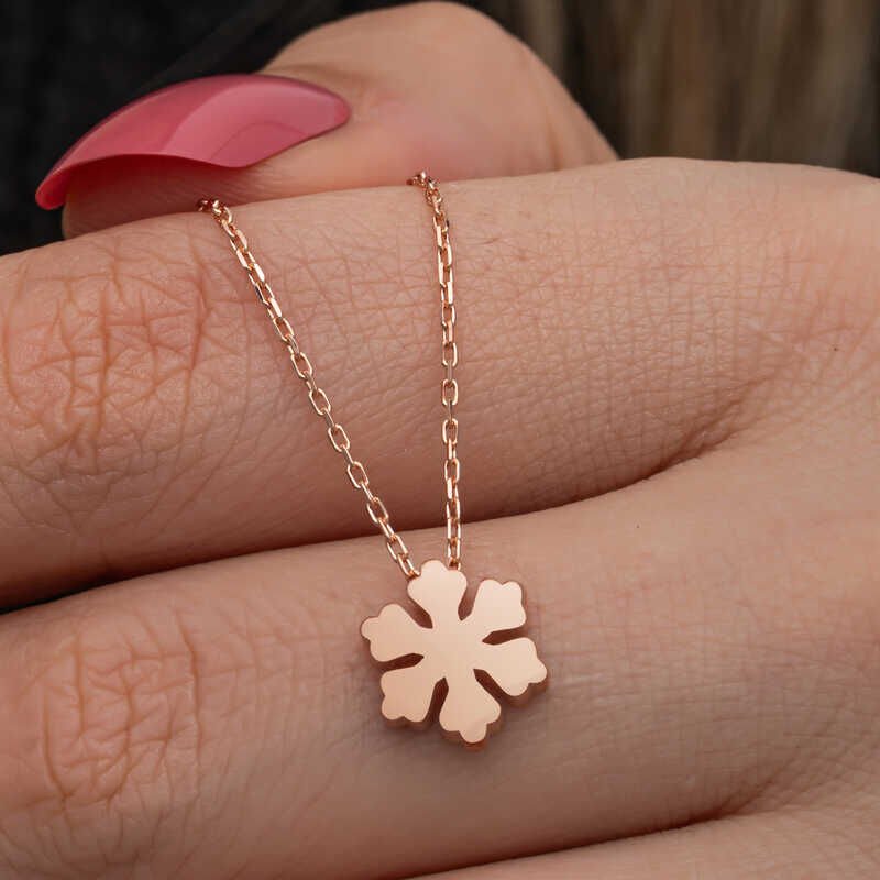 Silver Rose Minimal Snowflake Women's Necklace