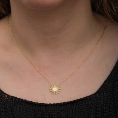 Silver Gold Sun Women's Necklace
