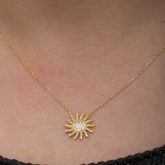 Silver Gold Sun Women's Necklace