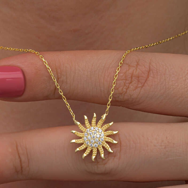 Silver Gold Sun Women's Necklace