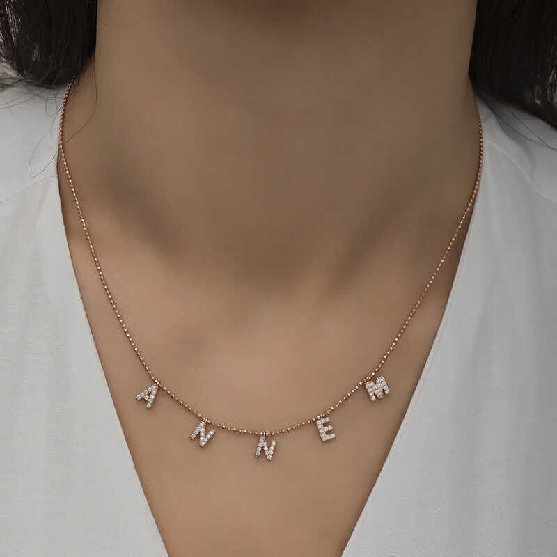 Silver Rose Mom Written Women's Necklace