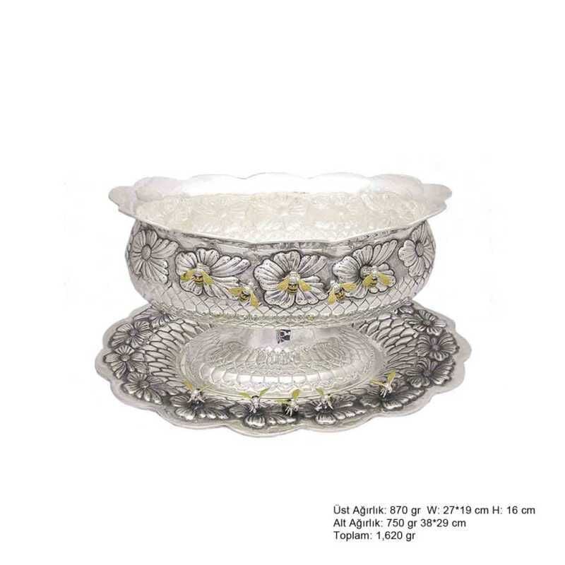 Bee Patterned Oval Silver Boller