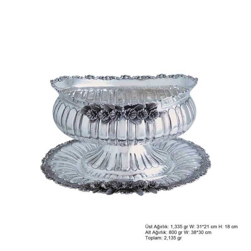Silver Boller with Orchid Motif