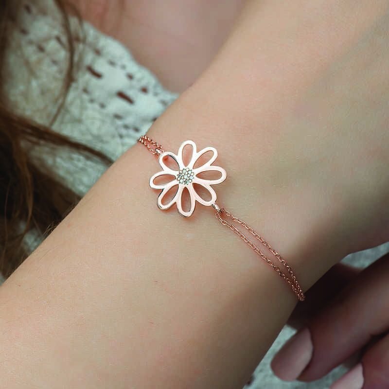 Silver Rose Flower Women's Bracelet