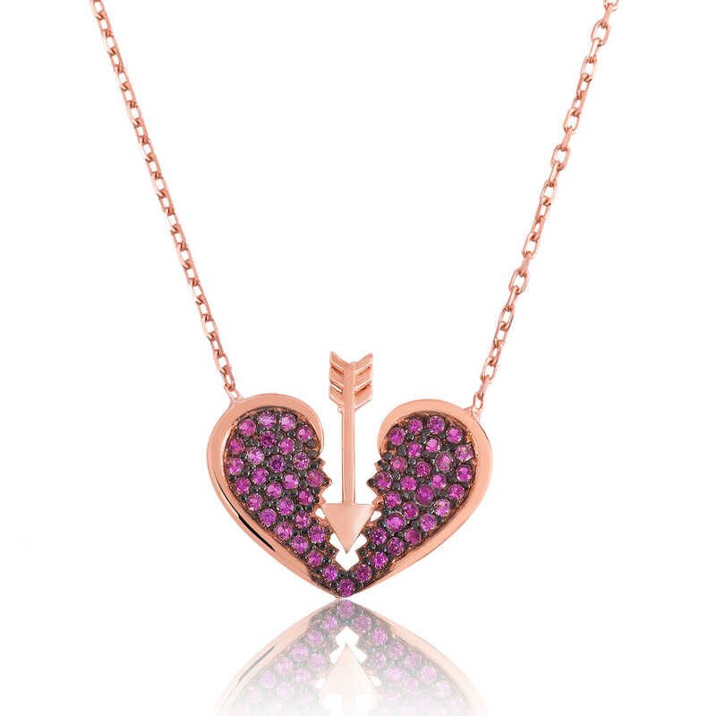 Collar de plata con corazón y flecha para mujer