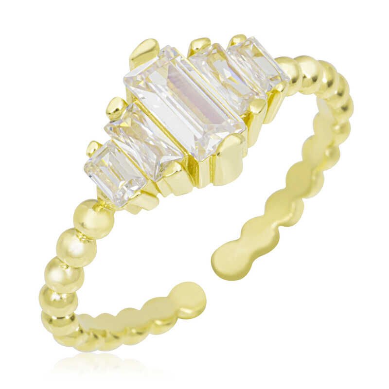 Silver Gold Adjustable Baguette Women's Ring