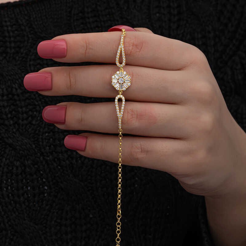 Silver Gold Baguette Stone Women's Bracelet