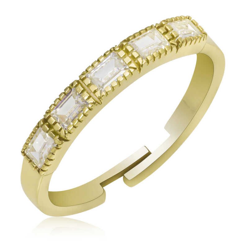 Silver Gold Adjustable Baguette Women's Ring