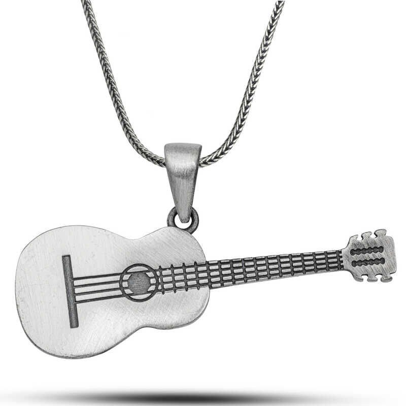 Silver Guitar Necklace