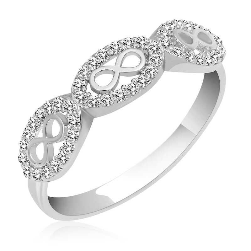 Silver Zircon Stone Infinity Women's Ring