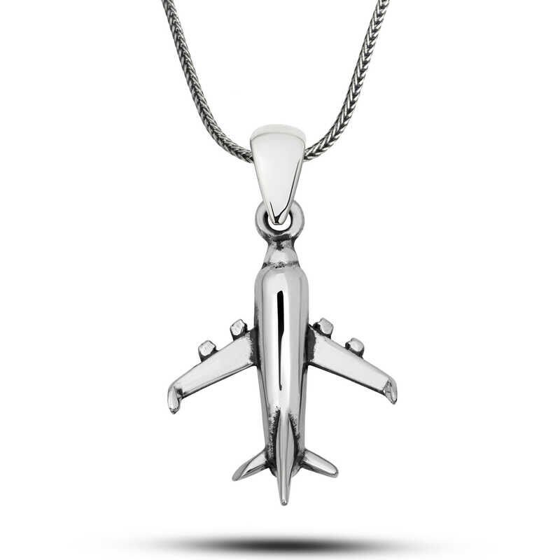 Silver Airplane Necklace