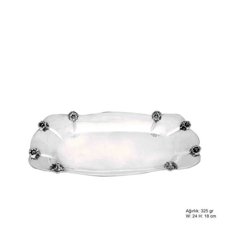 Orchid Motif Silver Chocolate Bowl