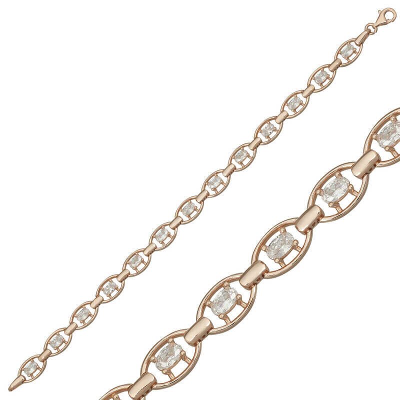 Silver Rose Oval Waterway Women's Bracelet