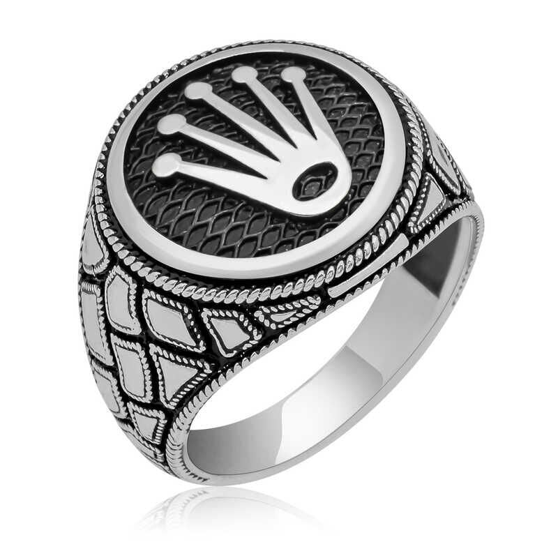Anillo de plata con corona de rey para hombre