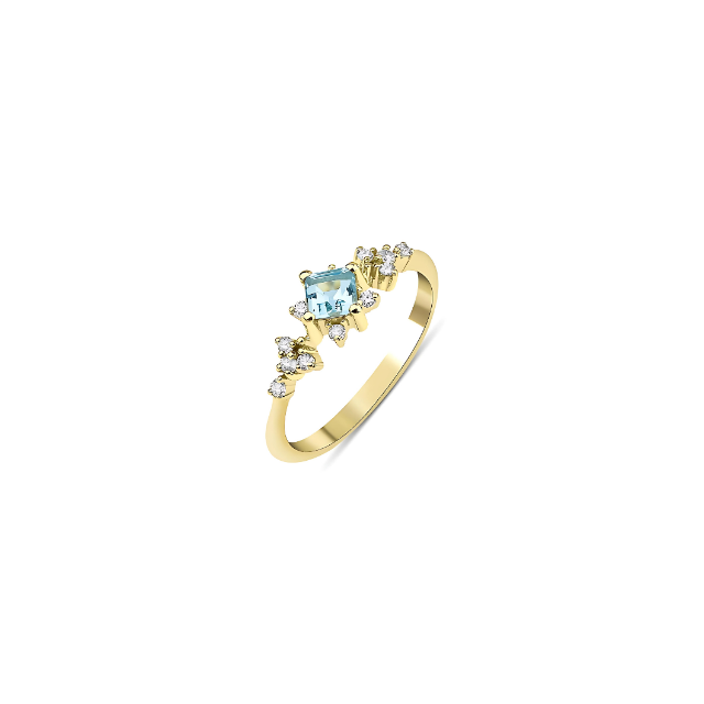 Diamond Blue Topaz Ring