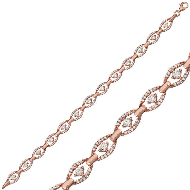 Silver Rose Oval Waterway Women's Bracelet