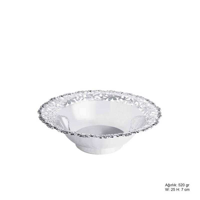 Silver Fruit Bowl with Daisy Motif