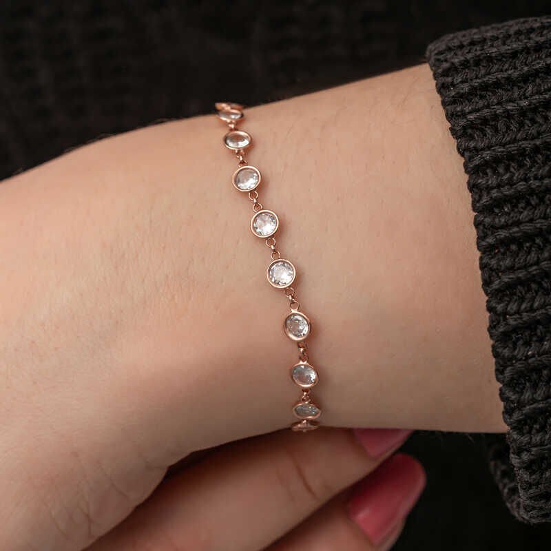 Silver Rose White Stone Women's Bracelet