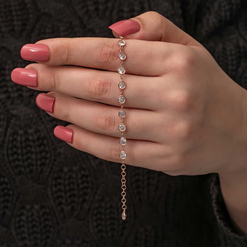 Silver Rose White Stone Women's Bracelet