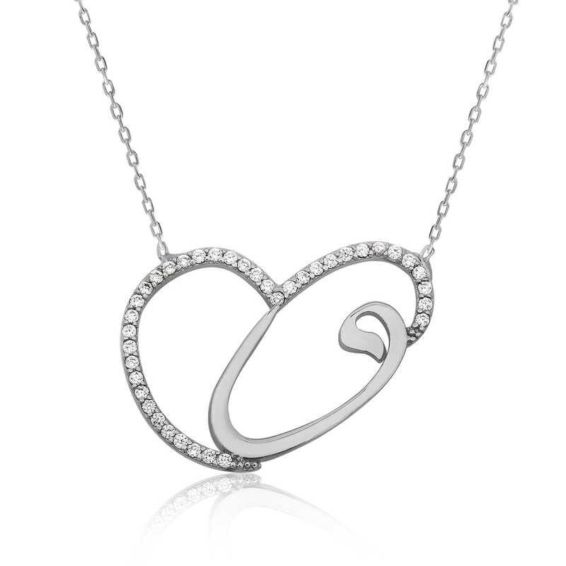 Collar Vav de corazón de plata para mujer