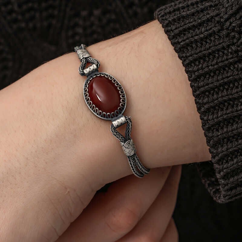 Silver Agate Stone Kazaziye Bracelet