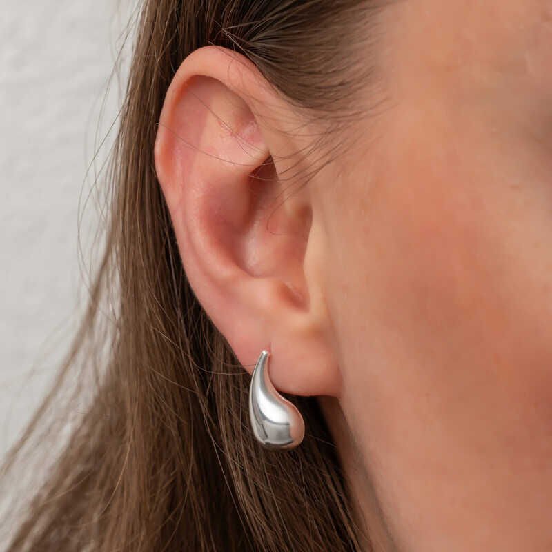 Silver Teardrop Stud Women's Earrings