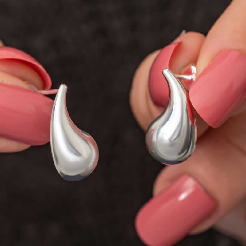 Silver Teardrop Stud Women's Earrings