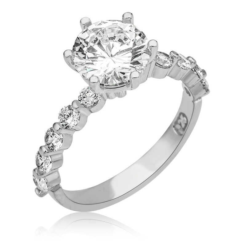Silver Single Stone Women's Ring