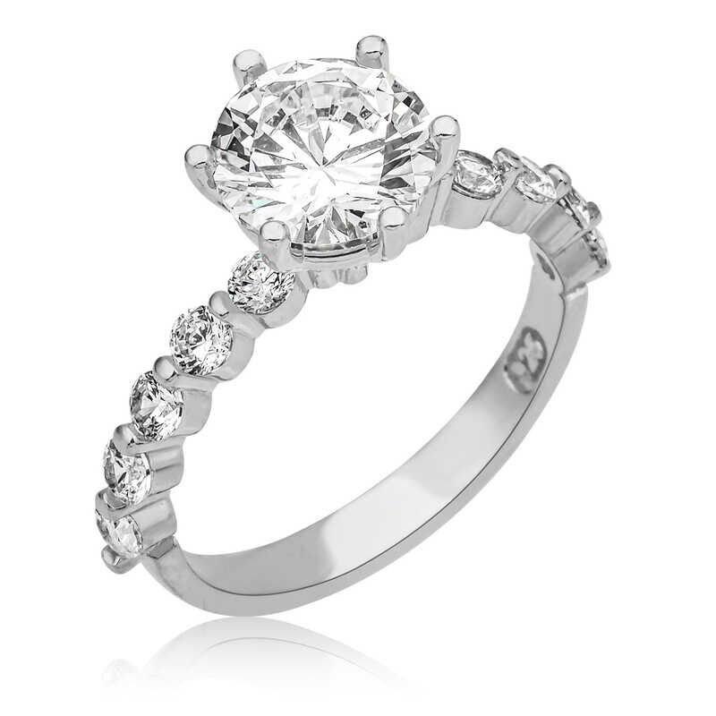 Silver Single Stone Women's Ring